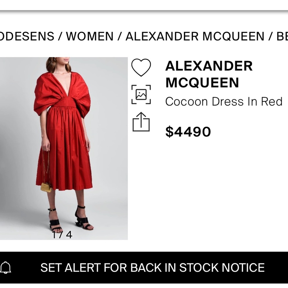 ALEXANDER MCQUEEN Cocoon Gown Dress In Valentine Red Size 8/10  M L Large 44 - Picture 11 of 16